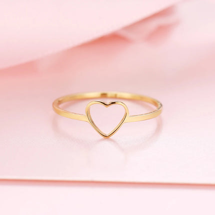 CACANA Stainless Steel Luckyoverflow Best Friend New Fashion Gold Color Heart Shaped Wedding Rings for Woman Jewelry Gift R349