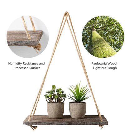 Wall Swing Storage Shelves Wood Hanging Shelf Jute Rope Organizer Rack Home DIY Decoration Room Decoration Decoracion Salon Casa