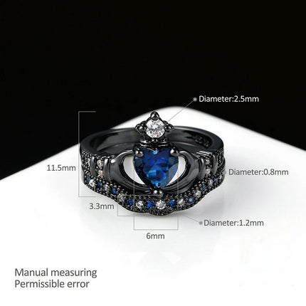 Charm Couple Ring Men's Stainless Steel Celtic Dragon Ring Blue Zircon Women's Ring Sets Valentine's Day Wedding Band Jewelry