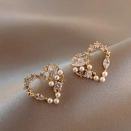 Heart-shaped Imitation Pearl Earrings - Elegant Wedding Jewelry for Women