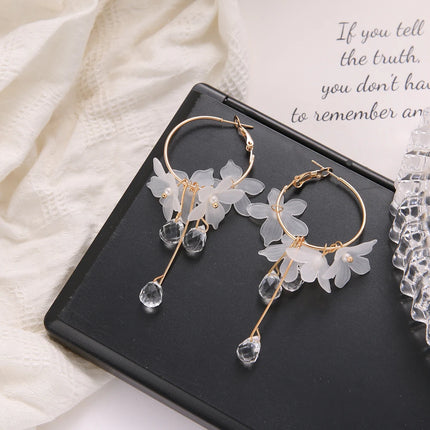 Boho Chic Flower Crystal Drop Earrings - Women's Fashion Jewelry