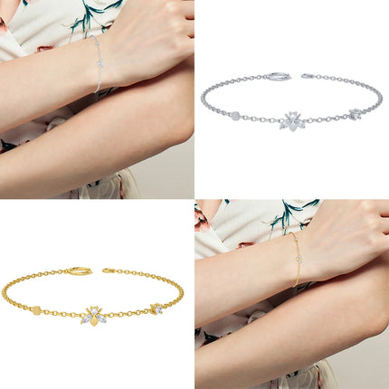 ROXI 925 sterling silver Cool Honeybee Chain Bracelet bangle For Women Girls Charms Clavicle Bracelet Jewellery Pulseiras