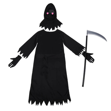 Child Creepy Red Eyes Fade In And Out Phantom Grim Reaper Glow In The Dark Costume Suit Cosplay Kids Halloween Carnival Party