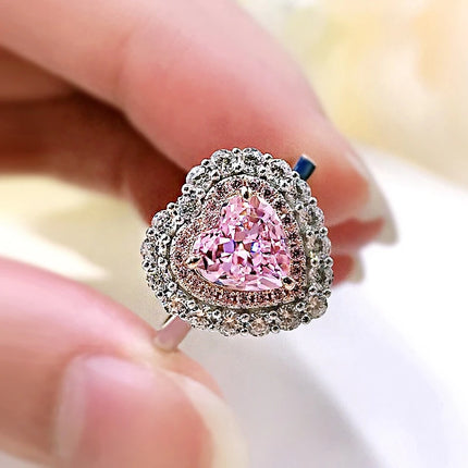 Wong Rain 100% 925 Sterling Silver Heart Cut Lab Sapphire High Carbon Diamonds Gemstone Wedding Engagement Rings Fine Jewelry