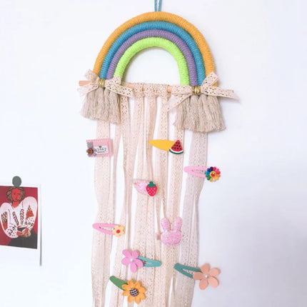 Hairband Storage Belt Barrette Organizer Hair Clips Storage Hair Holder DIY Rainbow Decoration Wall Hanging for Home