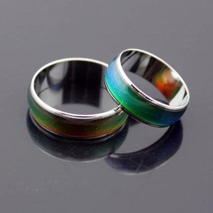 Temperature Changing Color Ring Magic Emotion Feeling Stainless Steel Glazed Seven-Color Rings for Women Men Jewelry Ring Gifts