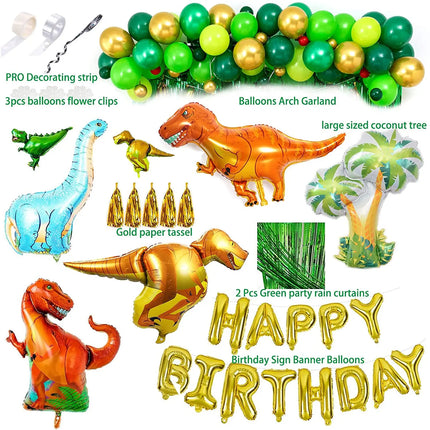 Dinosaur Birthday Party Decorations Balloons Arch Garland Kit Happy Birthday Balloons Curtains for Dino Themed Kid Party Shower