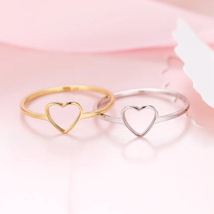 CACANA Stainless Steel Luckyoverflow Best Friend New Fashion Gold Color Heart Shaped Wedding Rings for Woman Jewelry Gift R349