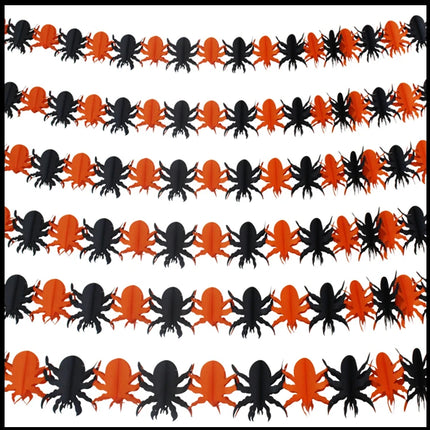 3PCS Halloween Bat Vampire Pumpkin Ghosts Spider Paper Banner 3M Terror Hanging Garland Bunting Happy Party For Home Decorations