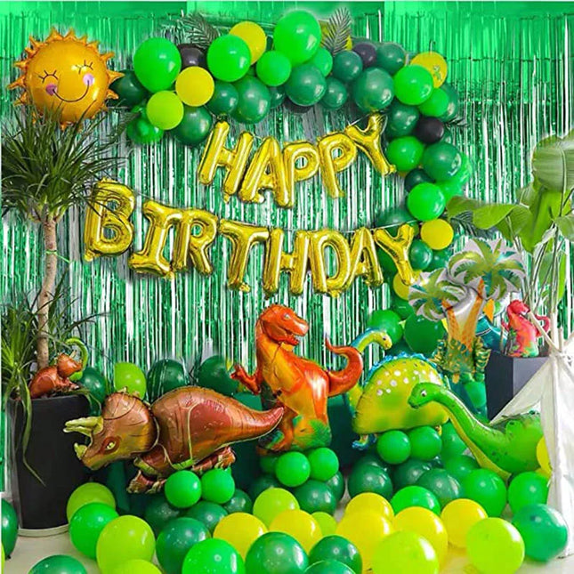 97pcs Dinosaur Birthday Party Decoration Balloons Arch Garland Kit Happy Birthday Balloons foil Curtains dino Themed Party Favor