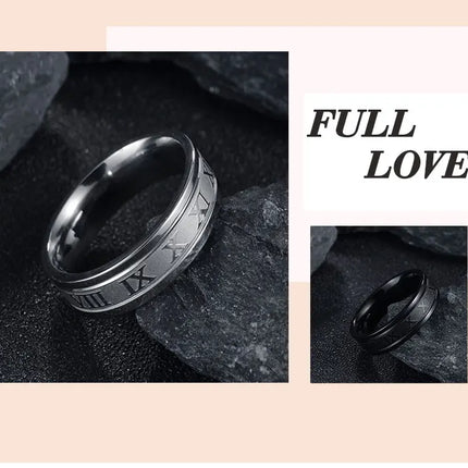 Vintage Roman Numberss Ring Temperament Fashion 6mm Width Stainless Steel Couple Ring For Men Woman Party Jewelry Birthday Gifts