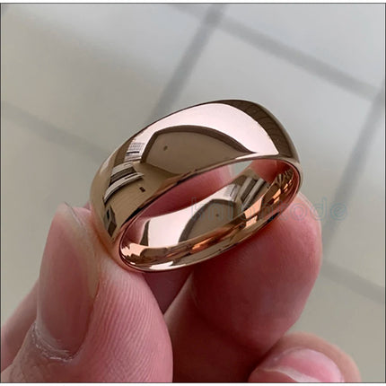 Classic Rose Gold Color Tungsten Wedding Ring For Women Men Carbide Engagement Band Dome Polished Finish Width 8mm 6mm