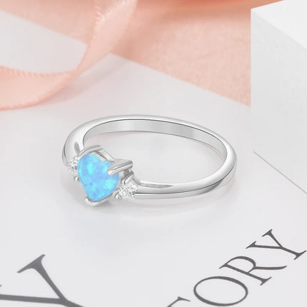 Luxury Jewelry Sets for Women 925 Sterling Silver Blue Heart Opal Necklaces Rings Bracelet Cubic Zircon Bridal Wedding Jewelry