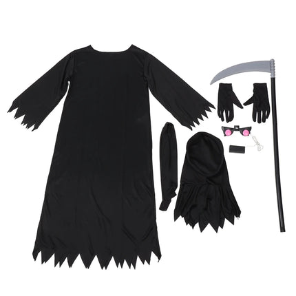 Child Creepy Red Eyes Fade In And Out Phantom Grim Reaper Glow In The Dark Costume Suit Cosplay Kids Halloween Carnival Party