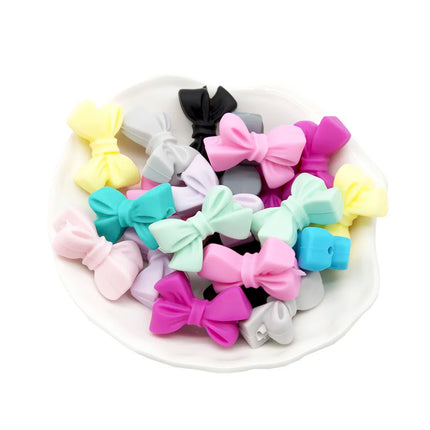 10pcs Bowknot Silicon Beads BPA Free Bow Tie Baby Teething Bead For DIY Jewelry Making Chewable Baby Teething Gift