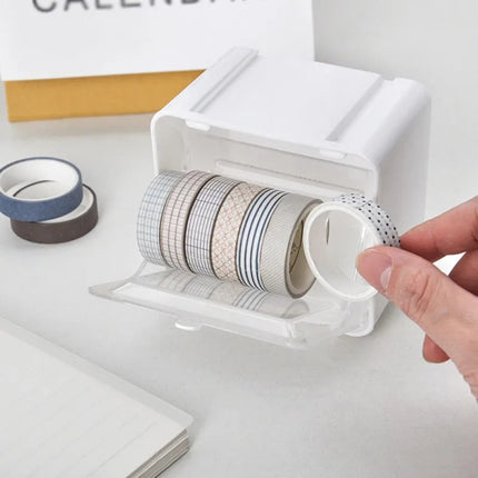 Washi Tape Storage Box Masking Tape Dispenser School Office Stationery Tape Holder Desktop Tape Storage Organizer Home Supplies