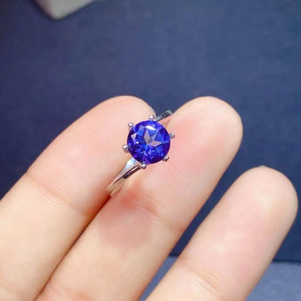 Natural Tanzanite Color Topaz Rings for Women, 7*7mm, 925 Sterling Silver Fine Jewellery, Gemstone Birthstone Gift, YF145