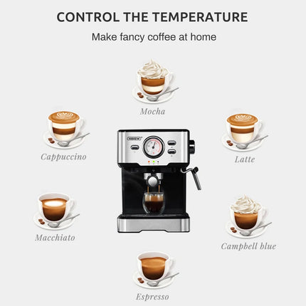 HiBREW Coffee Machine Cafetera 20 Bar Espresso inox Semi Automatic Expresso Cappuccino Hot Water Steam Temperature Display H5