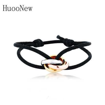 New Hot Stainless Steel Bracelet 3 Metal Buckle Ribbon Lace Up Chain Multicolor Adjustable Size Bracelet For Women Man Unisex