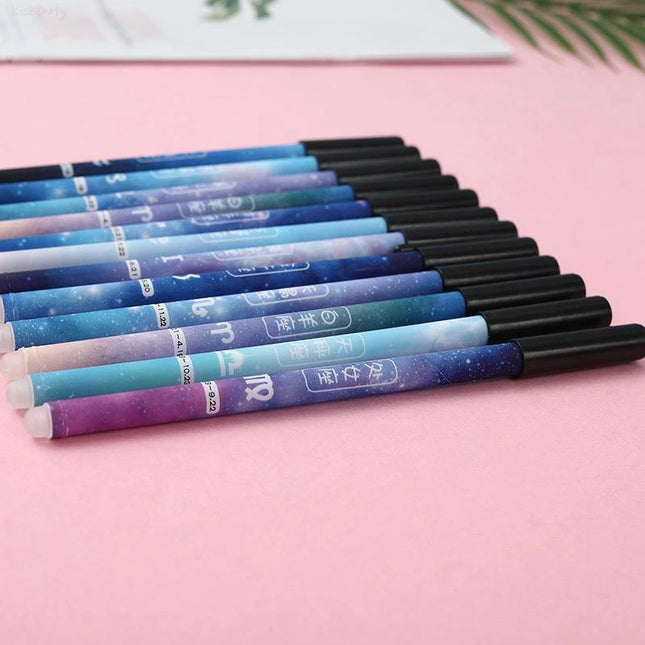 6Pcs/Set Constellation Erasable Gel Pen Blue Black ink 0.5mm Washable Handle Kawaii Erasable Pens School Writing Stationery