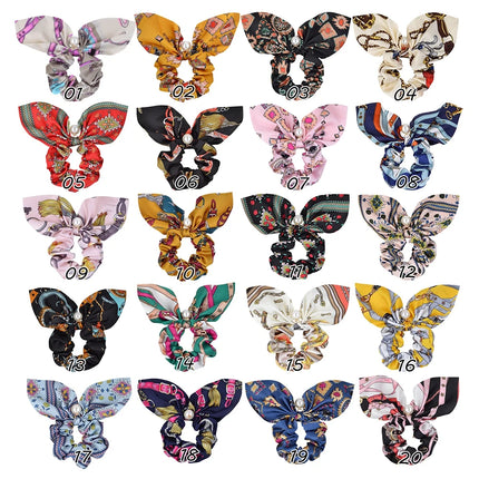 New Chiffon Bowknot Silk Hair Scrunchies Women Pearl Ponytail Holder Hair Ties Hair Rope Rubber Bands Headwear Hair Accessories