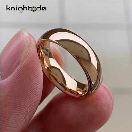 Classic Rose Gold Color Tungsten Wedding Ring For Women Men Carbide Engagement Band Dome Polished Finish Width 8mm 6mm