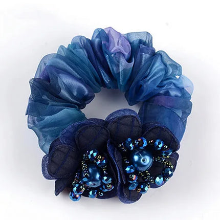 Bow Hair Fantaisie Tie  Elastic Hair Bands  Yarn Silk Flower  Headdress Elastique Cheveux Fille for Hair Accessories Woman