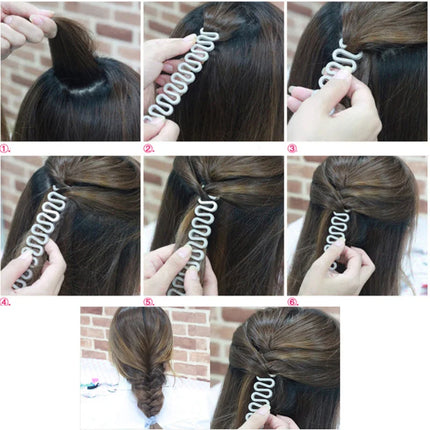 1PCS Charming French Style Women Girls DIY Hair Braiding Tool Roller Hook With Magic Twist Styling Bun Maker Plait Tools