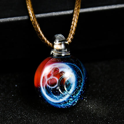 Fashion Starry Sky Glass Ball Moon Necklace Universe Galaxy Planet Pendant Necklace Sweater Chain Jewelry Gift for Women Men