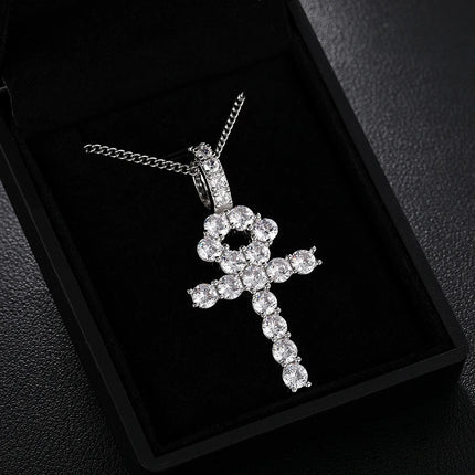 Big 8.1ctw Moissanite Dimaomd Cross Pendnat Necklaces For Women Men Luxury 925 Silver Jewelry For Engagement Party Xmas Gifts