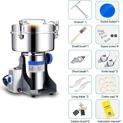 2000g Grains Spices Hebals Grinder Electric Coffee Grinder Coffee Dry Food Grinder Spice Mill Grain Mill Food Crusher