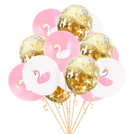 10/15pcs 12inch White Pink Swan Printing Latex Balloon Baby Shower Girl Birthday Party Wedding Decorations Ball Supplies