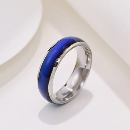 6mm Unisex Changing Color Rings for Women Stainless Steel Mood Feeling Tracker Ring for Men Novelty Jewelry for Gift Party WC039