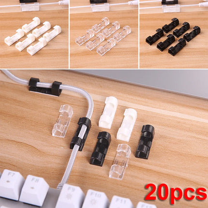 20Pcs Self Stick Wire Organizer Line Cable Clip Buckle Clips Clamp Table Wall Fixer Fastener Holder Data Telephone Line Winder