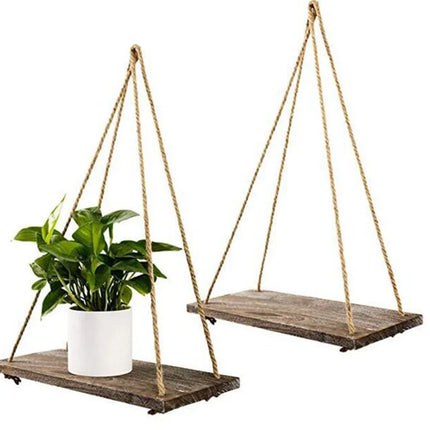 Wall Swing Storage Shelves Wood Hanging Shelf Jute Rope Organizer Rack Home DIY Decoration Room Decoration Decoracion Salon Casa