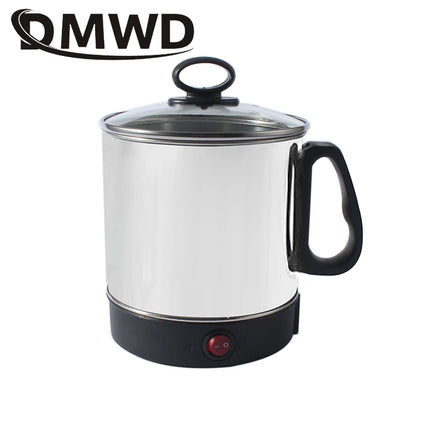 DMWD Stainlesss Steel Electric Kettle Water Heating Boiler Tea Pot Portable Travel Mini Hotpot Heater Food Cooking Noodle Cooker