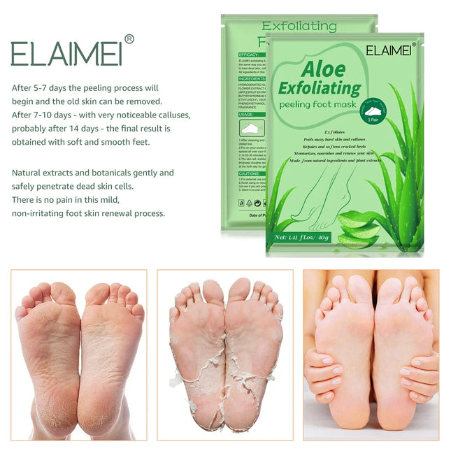 Aloe Exfoliating Foot Mask For Pedicure Socks Feet Peeling Moisturizing Skin Care Feet Dead Skin Removal Foot Patch 1Bag=2pcs