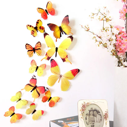 Free Shipping 12pcs Decal Wall Stickers Home Decorations 3D Butterfly Rainbow  home decor Accessories Accesorios De Cocina