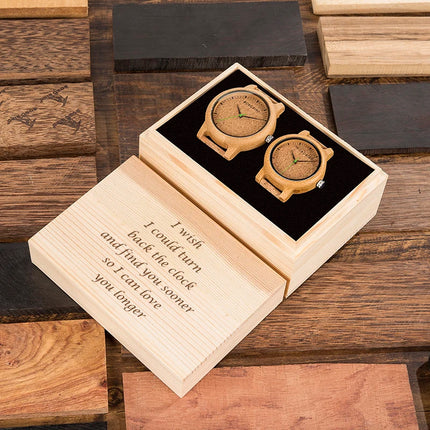 BOBO BIRD Simple Design Couple Watch Wood Wristwatch Men Women Customized Text on Box Lovers Gift Anniversary Christmas Gifts