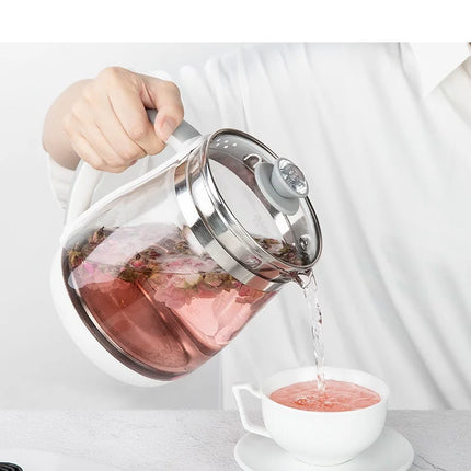 220V 1.5L Household Electric Kettle Automatic Glass Health Preserving Pot Portable Mini Multi Cooker Tea Dessert Cooker