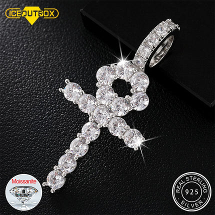 Big 8.1ctw Moissanite Dimaomd Cross Pendnat Necklaces For Women Men Luxury 925 Silver Jewelry For Engagement Party Xmas Gifts