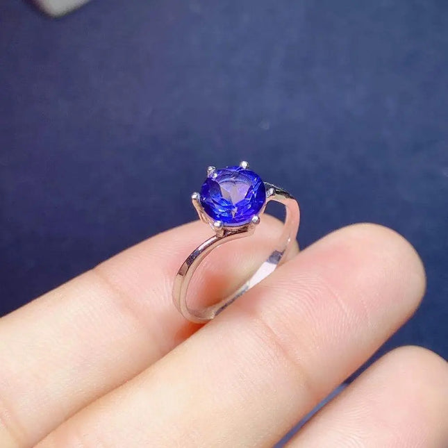 Natural Tanzanite Color Topaz Rings for Women, 7*7mm, 925 Sterling Silver Fine Jewellery, Gemstone Birthstone Gift, YF145