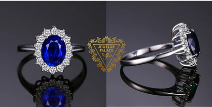 JewelryPalace Princess Diana Created Blue Sapphire 925 Sterling Silver Engagement Ring Ruby Natural Amethyst Citrine Blue Topaz