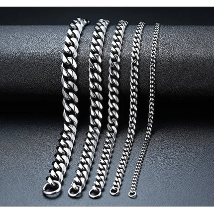 Vnox 3-11mm Chunky Miami Curb Chain Bracelet for Men, Stainless Steel Cuban Link Chain Wristband Classic Punk Heavy Male Jewelry