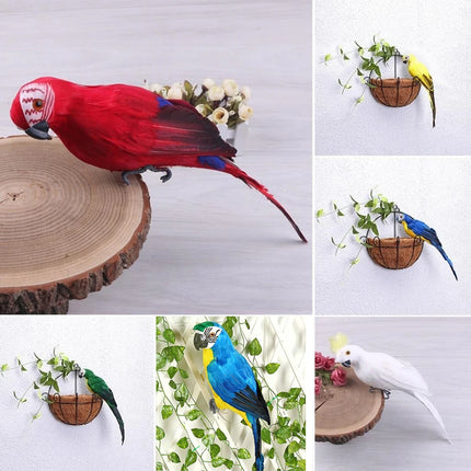 25/35cm Handmade Simulation Parrot Creative Feather Lawn Figurine Ornament Animal Bird Garden Bird Prop Decoration Miniature