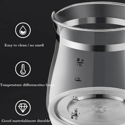 220V Health Pot Household Multifunctional Glass Electric Kettle Flower Teapot Tea Pot 1.8L