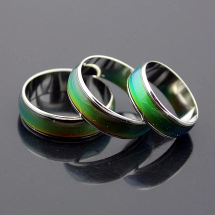 Temperature Changing Color Ring Magic Emotion Feeling Stainless Steel Glazed Seven-Color Rings for Women Men Jewelry Ring Gifts