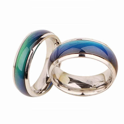 Temperature Changing Color Ring Magic Emotion Feeling Stainless Steel Glazed Seven-Color Rings for Women Men Jewelry Ring Gifts