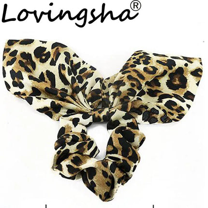 LOVINGSHA Rabbit Ear Leopard Hair Accessories Elastic Hair Band Hair Rope For Women Girls Rubber Band Tie Hair Scrunchies ATC999