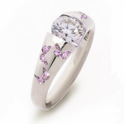 Creative Women Fashion Butterfly Ring Silver Color Inlaid White Stone Engagement Rings for Women Bridal Wedding Jewelry